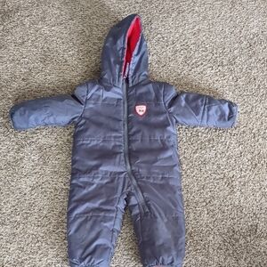 Kids Hooded Puffer Snowsuit - Gray